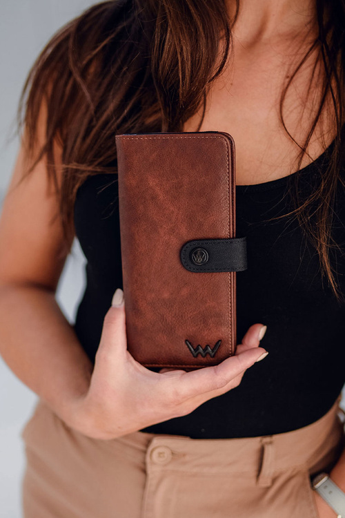 Women's Leather Zip Wallet Brown and Black Florience