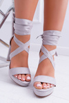 Women's Stiletto Sandals Platform Tied Grey LaFiesta