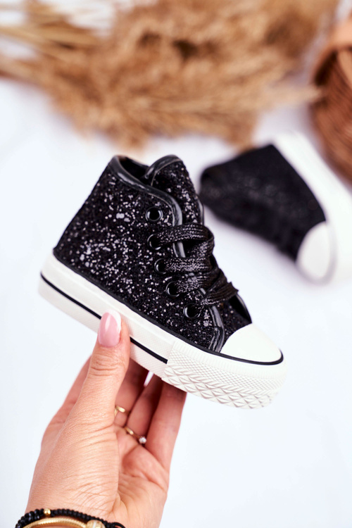 Children's Sneakers With Glitter Black Ally