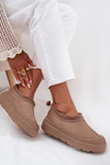 Women's Snow Boots On Platform With Low Shaft Dark Beige Izamine