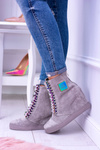 Women's Lu Boo Grey Suede Sneakers with Iridescent Monica Chains