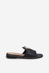 Elegant Shiny Women's Slippers with Ornament S.Barski KV27-032 Black
