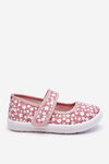 Children's Velcro Ballerinas In Print Pink Selah 