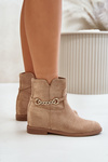 Womens Ankle Boots With Hidden Wedge Made Of Eco Suede Beige Ofcorna