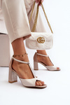 Leather Sandals with Heel Laura Messi 2759 Beige
