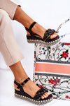 Women's Braided Wedge Sandals Black Chaves