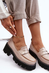 Ladies Leather Moccasins D&A MR870-32 Beige