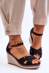 Women's Sandals On Wedge Black Veenus