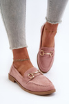 Women's flat-heeled loafers with pink Aviole decoration