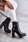 leather boots on a post with a decorative belt Black Maresol