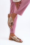 Women's sandals with ornament on flat heel S.Barski KV24-057 Golden