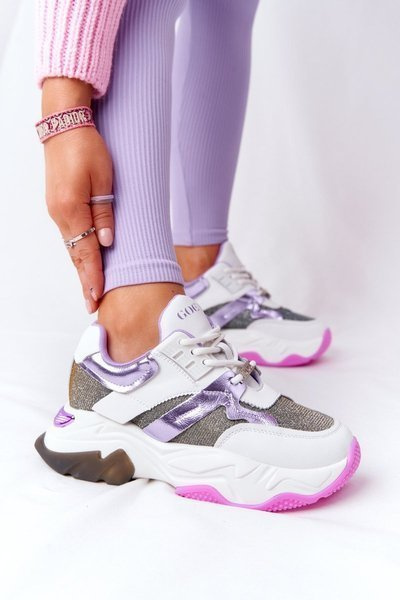 Sport Shoes On A Chunky Sole GOE HH2N4038 White-Violet