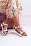 Women's White Lu Boo Sandals with Mariachi Studs