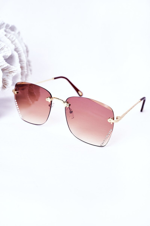 Sunglasses With Cubic Zirconia Brown Ombre