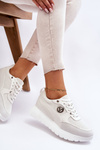 Sneakersy Damskie Platforma Białe Chana