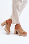 Women's Mules with High Heel Platform Brown Siobhan