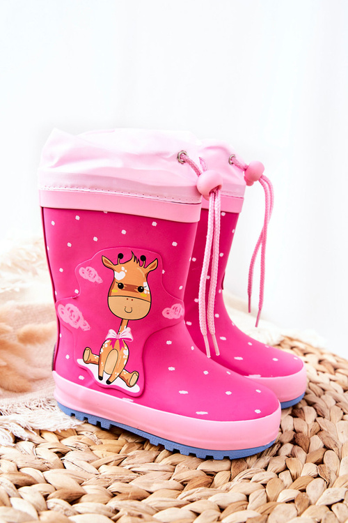 Children's Rubber Galoshes boots Fushia Giraffe Glynnala