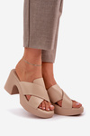 Light Heels Made Of Eco Leather Light Beige Kacaria
