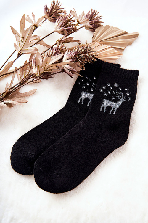 Warm Socks with Reindeer Cosas Black