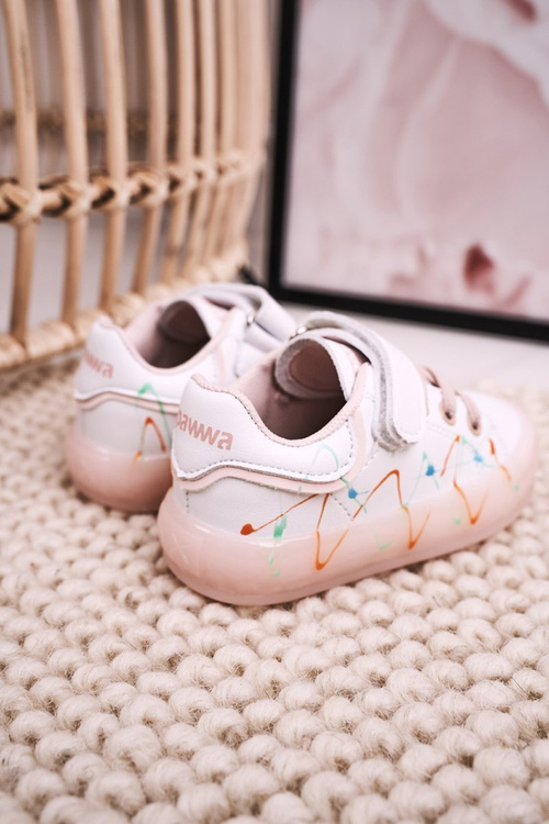 Children's Sport Shoes With LED Sole White-Pink Disco