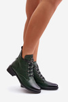 Low Insulated Ankle Boots with Zipper and Decoration Green Nevalia