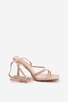 Stylish High Heels With Straps Beige Saredi