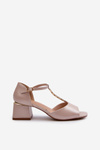 Women's block heel sandals with decorative strap eco leather Golden Obivena