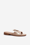 Elegant Shiny Women's Slippers with Decoration S.Barski KV27-032 Gold