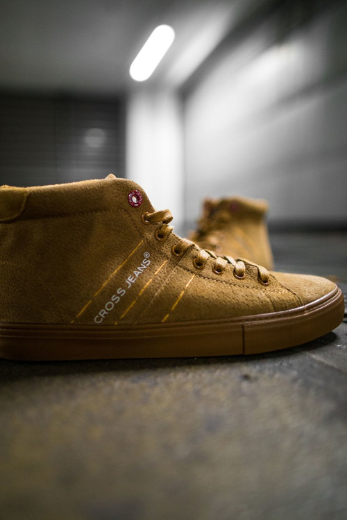 Trampki Męskie Cross Jeans Wysokie Skóra Zamsz Camel EE1R4054C