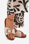 Women's sandals with buckle on cork platform beige Zavira