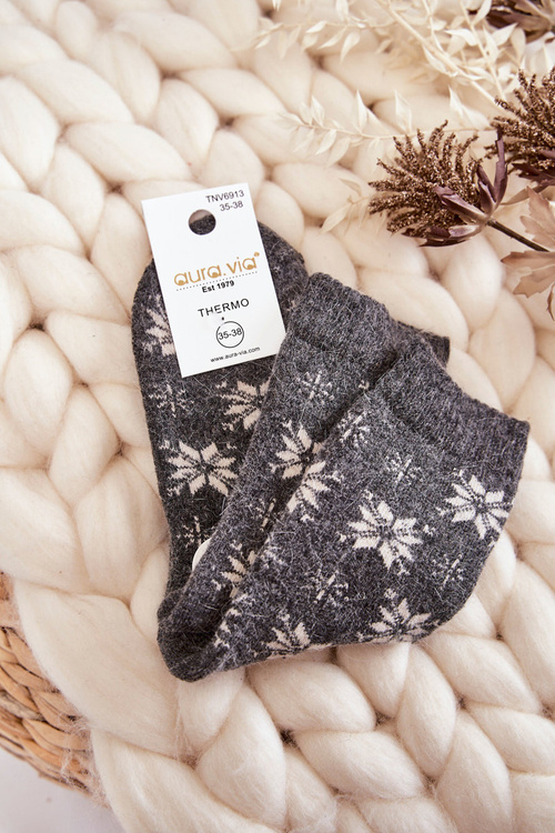 Women's Wool Socks In Snowflakes Grey