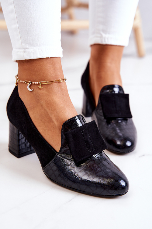 Suede Snakeskin Pumps Black Diana