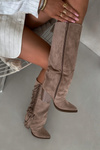Women's Cowboy Boots With Fringes On A Heel Beige Tivara