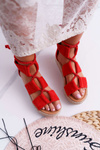 Women's Platform Sandals Suede Red Ergola