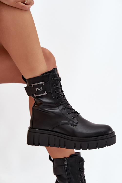 Women's platform ankle boots with decorative detail insulated black Lyrana