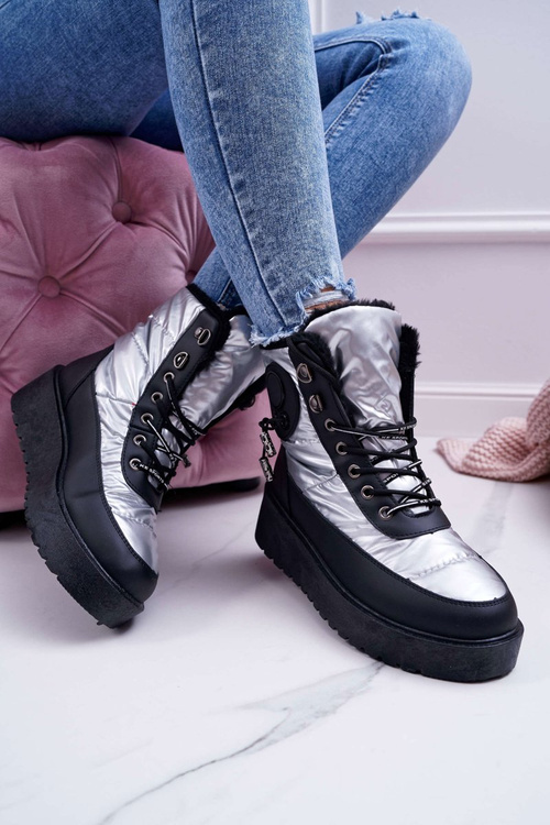 Women's Fleece-lined Snow Boots Silver Fahrenheit