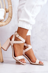Elegant Sandals On A Block Heel Beige Michele