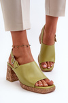 Women's Eco Leather Sandals with Heel Sergio Leone SK572 Pistachio