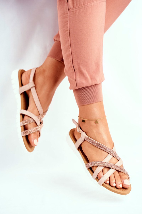 Women's Lu Boo Sandals With Zircons 406-6 Rose Gold Feen