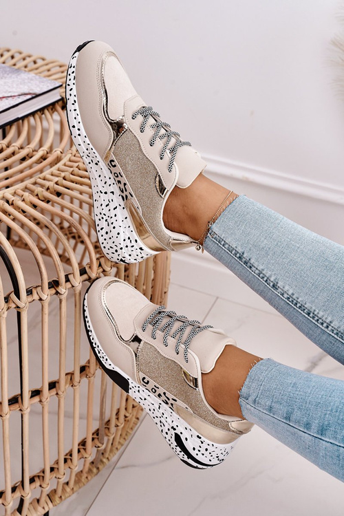 Damskie Sneakersy Na Koturnie Złote Avery