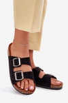 Women's sandals on cork platform with buckles black Livara