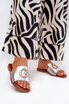Eco Leather Flat Sandals For Women With Decorative Detail Silver Frelie