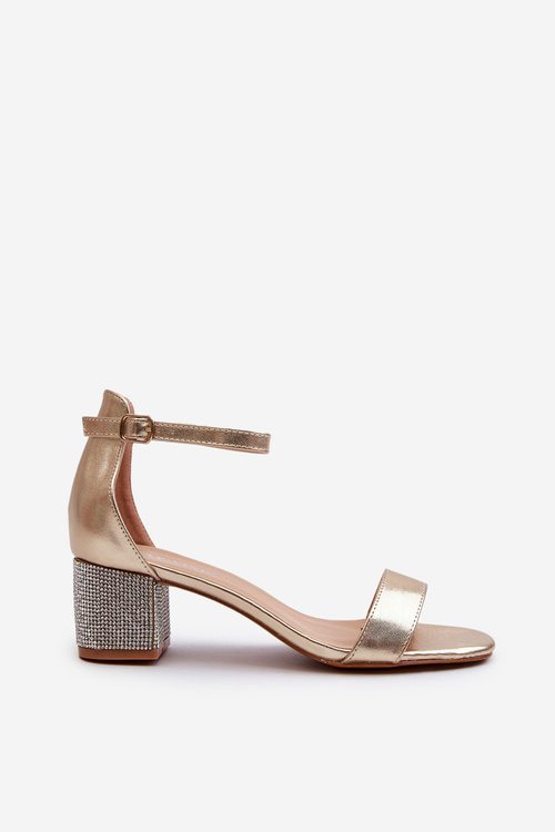 Women's sandals in faux leather on decorated heel golden Wiatalia