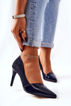 Leather Stilettos Monnari 0170-013 Navy Blue