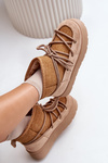 Snow Boots With Lacing On Platform Brown Mavora