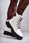Women's Lacquered Boots Lace-up Workers White Conny
