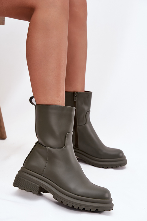 Women's Platform and Flat Heel Boots Green Levira