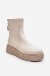 Women's Leather Boots On Platform Light Beige Lemar Jenefer