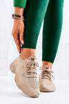 Sneakersy Buty Sportowe Skarpetkowe Ciemnobeżowe Nolene