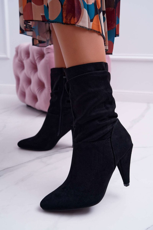 Women's Stiletto Booties Behind The Ankle Warmed Black Temma